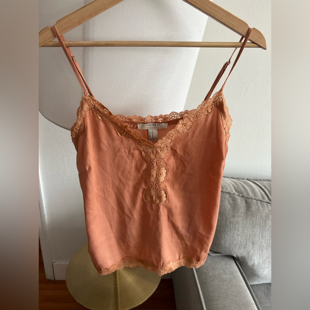 Orange Lace Trim Y2K Fairy Cami Top M Coquette